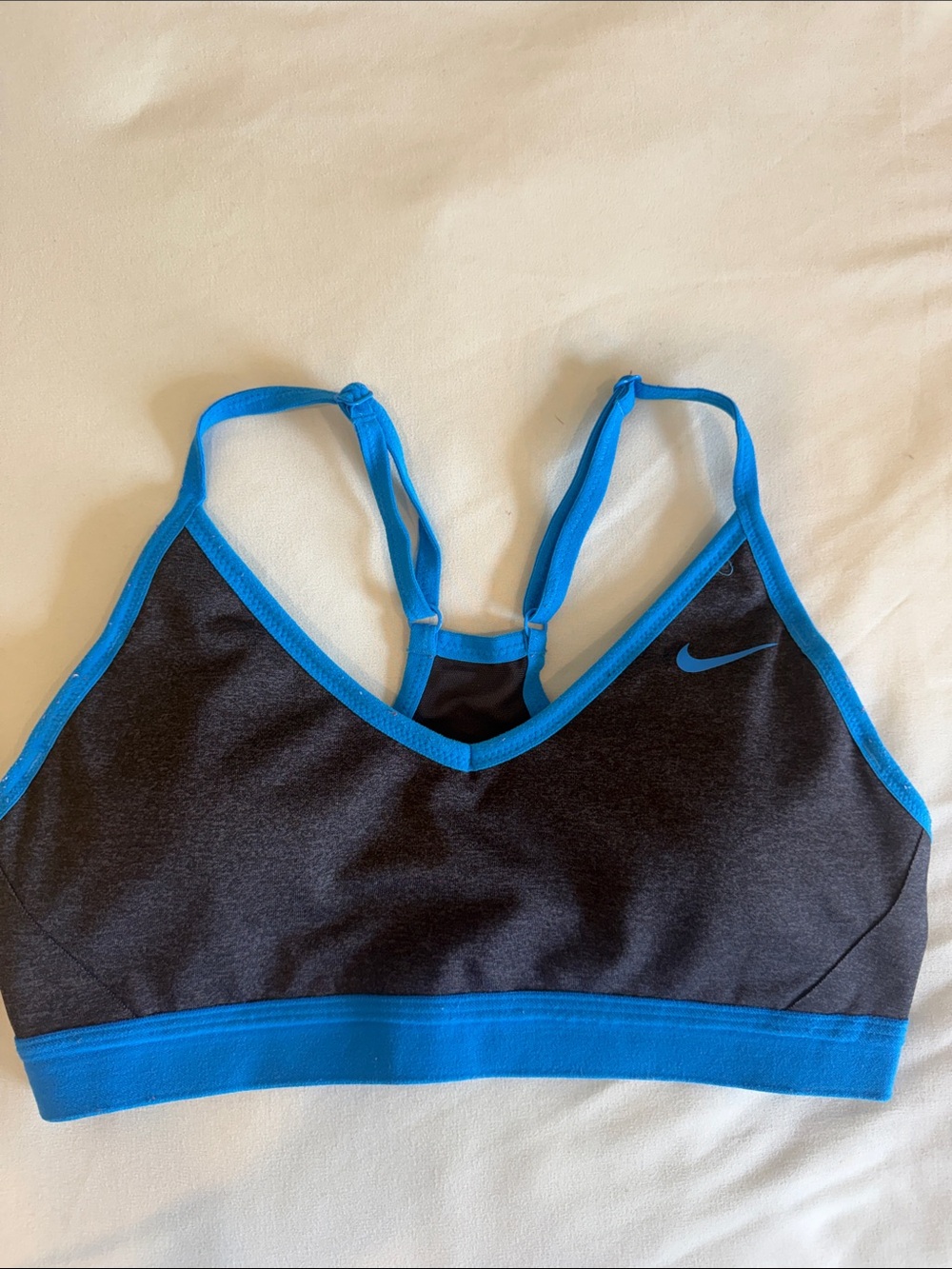 Nike Charcoal and Bright Blue Racerback Sports Bra